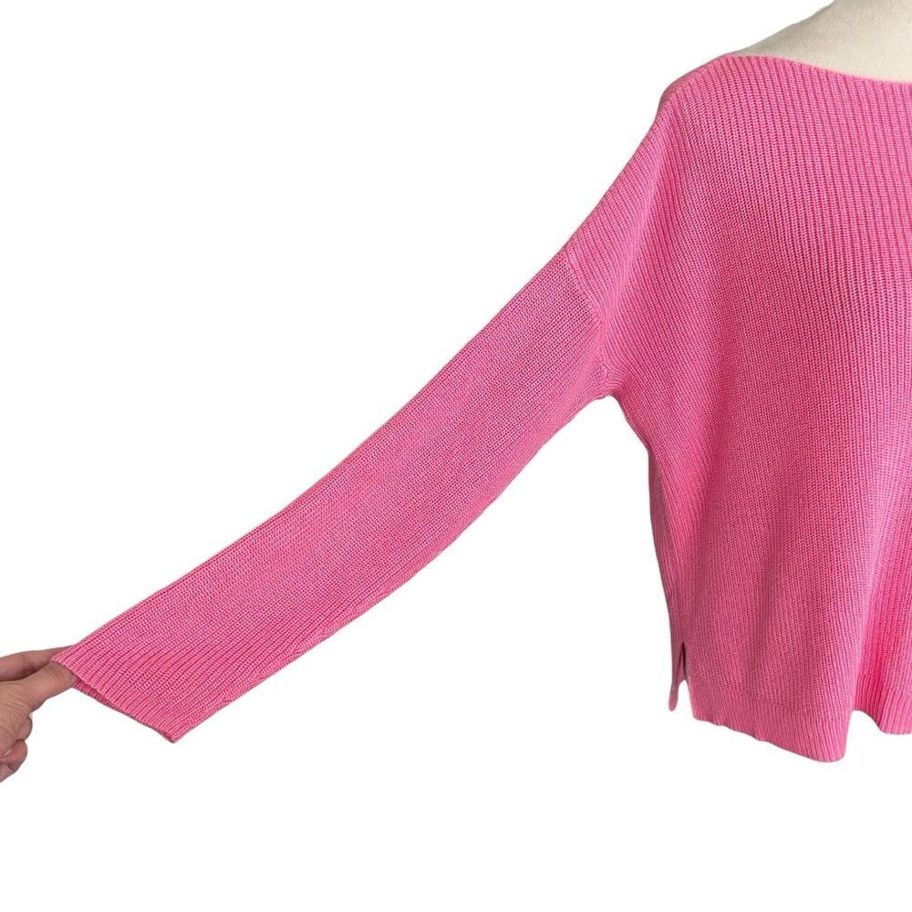 Lauren Ralph Lauren Boatneck Vibrant Pink Knit Sweater Women Size PM Preppy Cozy - Picture 5 of 8